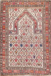 Antique Hand Knotted Oriental Prayer Carpet