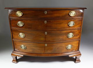 American Chippendale Mahogany Bow Front Chest of Drawers, 18th Century