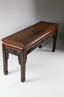 Chinese Carved Teak Wood Low Table, circa 1870