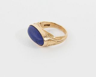 Antique Blue Lapis Cabochon 14k Gold Ring