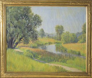 Edith Alice Scott Oil on Canvas "River Landscape"