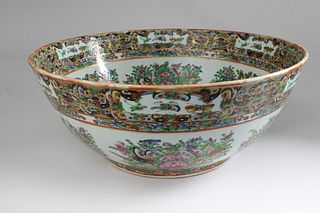 Chinese Export Famille Rose Overglazed Enamel Punch Bowl, circa 1870-1890