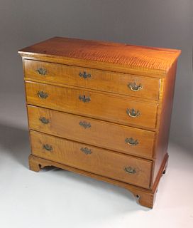 American Chippendale Tiger Maple Chest of Drawers, circa 1800