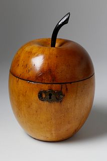 English Cherrywood Apple Tea Caddy, 19th Century