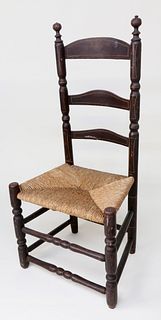 James Cary Nantucket Rush Seat Ladder Back Chair, late 18th Century