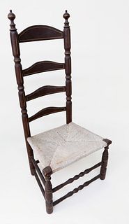 Nantucket Made Rush Seat Ladder Back Chair, late 18th Century