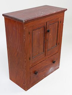 Nantucket Made Faux Grain Paint Decorated Tabletop Cupboard, 19th Century