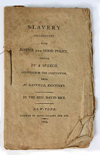 Early Abolitionist Pamphlet:"Slavery Inconsistent with Justice and Good Policy"