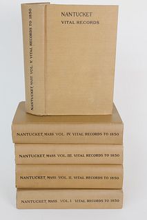 Complete 5 Volume Set "Vital Records of Nantucket Massachusetts" to the Year 1850