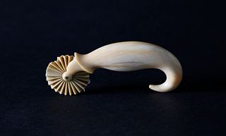 Whaleman Made, "Mother's Helper" Whale Ivory Pie Crimper, circa 1850