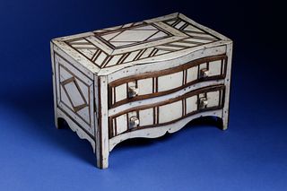 Whalebone, Wood and Whale Ivory Miniature Serpentine Chest of Two Drawers, circa 1860