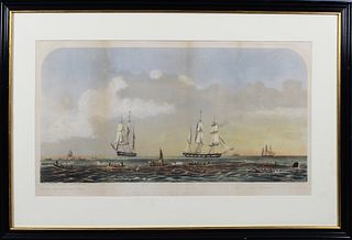 Two Benjamin Russell Colored Lithographs on Paper “Sperm Whaling and Its Varieties,” and “Right Whaling in Behering Straits & Arctic Ocean with Its Va