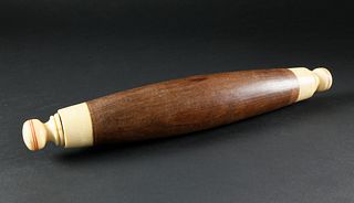 Whaler Made Whale Ivory and Wood Rolling Pin, circa 1850