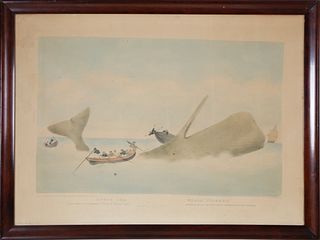 "South Sea Whale Fishery" Engraved by E. Duncan, Painted by W.J. Huggins, circa 1834