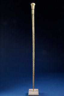 Whaler Made Whale Ivory and Whalebone Turk's Turban Walking Stick, circa 1840