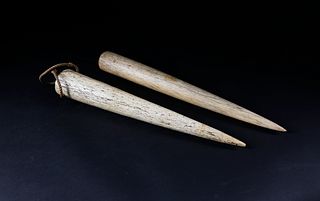 Two Whaler Made Whalebone Turned Fids, circa 1850