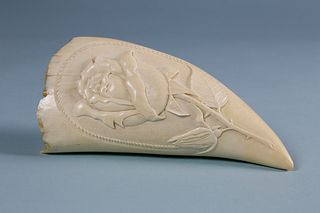 Large Sperm Whale Tooth Carved in Reverse and Bas-Relief, circa 1870