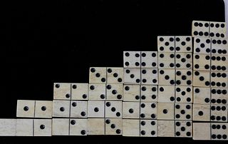 Complete Set of Sailor Made Bone Dominoes, 19th Century