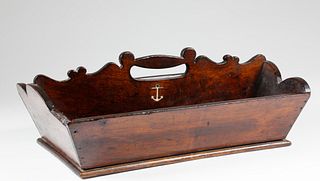 Whaleman Made Mahogany and Whale Ivory Cutlery Tray, 19th Century