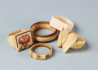 Lot of Five Whaler Made Rings, circa 1860