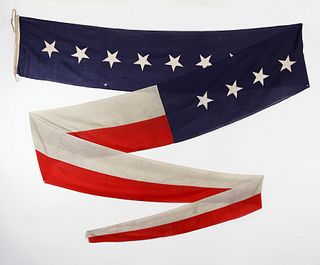 Important American Commissioning or Homeward Bound Ship's Pennant Flag, late 19th Century