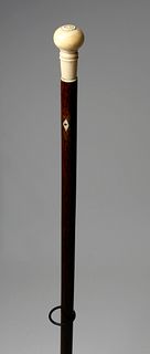 Whale Ivory and Wood Walking Stick, circa 1850