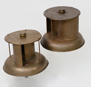 Pair of Vintage Brass Rotating Yacht Deck Air Vents