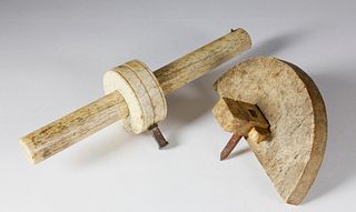 Two Whale Bone Carpenters Scribing Tools, circa 1840-1850
