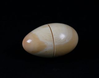 Whaleman Carved Whale Ivory Darning Egg, circa 1850