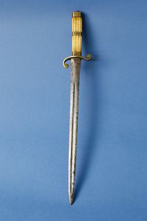 French Naval Officer's Whale Ivory, Brass and Steel Dirk, circa 1820-1840