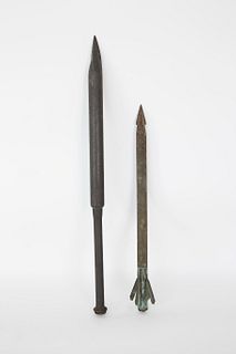 Two Whaling Darting Gun Lance Projectiles, 19th Century