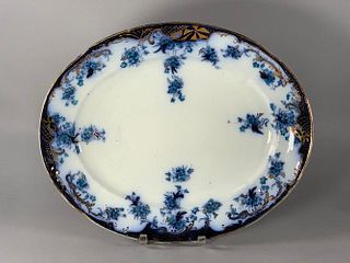 English Blue and White Oval Platter