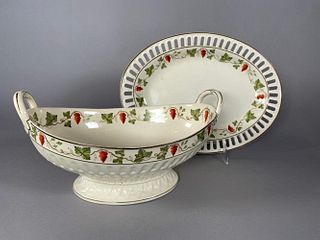 Early Wedgwood Creamware Fruit Bowl and Underplate, c.1800