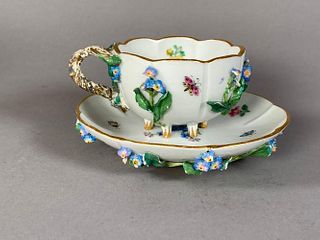 Meissen Footed Cup and Saucer