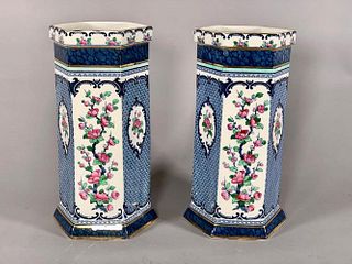 Pair Losol Ware Transfer Decorated Vases