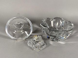 Orrefors and Val St.Lambert, Three Crystal Pieces