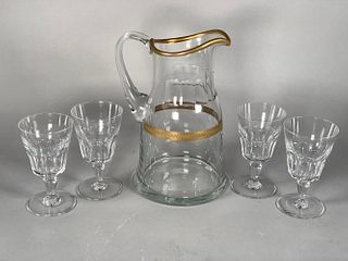 Baccarat Pitcher and Four Baccarat Wines