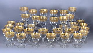Set of Thirty-five Crystal Goblets with Gilt and Enamel Decoration