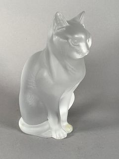 Lalique Molded and Frosted Glass Figure of a Seated Cat