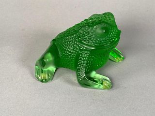 Lalique Green Molded and Frosted Toad/ Frog, Gregoire.