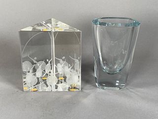 A Kosta Boda Paperweight and Swedish Glass Vase