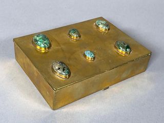 Mexican Brass Box with Inset Stones