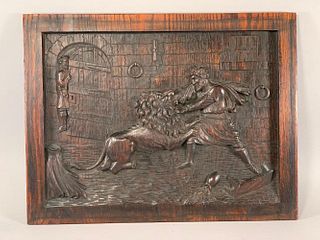 Carved Wood Relief Panel, 19thc.