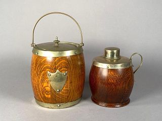 English Oak Tobacco Humidor and Tea Caddy, Late 19thc.