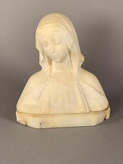 Alabaster Bust Of Blessed Virgin Mary