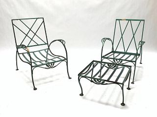 Three Piece Painted Metal Garden Furniture Group