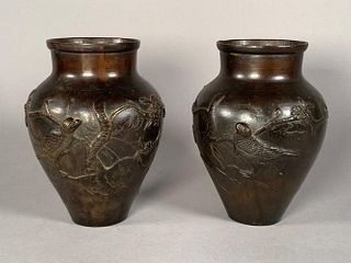 Pair of Chinese Bronze Vases, Late Qing Period