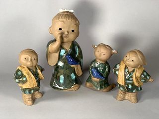 Chinese Shiwan Pottery Figures of Children