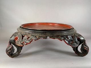 Chinese Carved and Lacquered Vase Stand