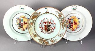 Three Chinese Export Armorial Plates